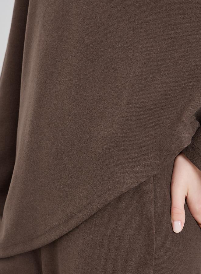 Styli Women Brown Asymmetric Knit Top and Pants Co-Ords - Image 4