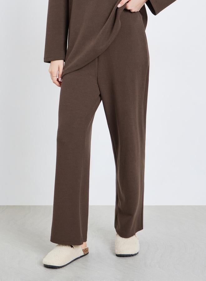 Styli Women Brown Asymmetric Knit Top and Pants Co-Ords - Image 5