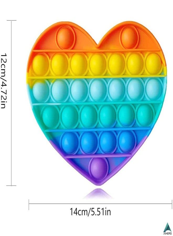 AIMERS Sensory Pop Toy, Bubble Pop Fidget Anti-Stress Toy, Anxiety Pressure Relief Board Games Pop Fidget Toy for Office School Kids Adults (Rainbow Heart Shape) - Image 3