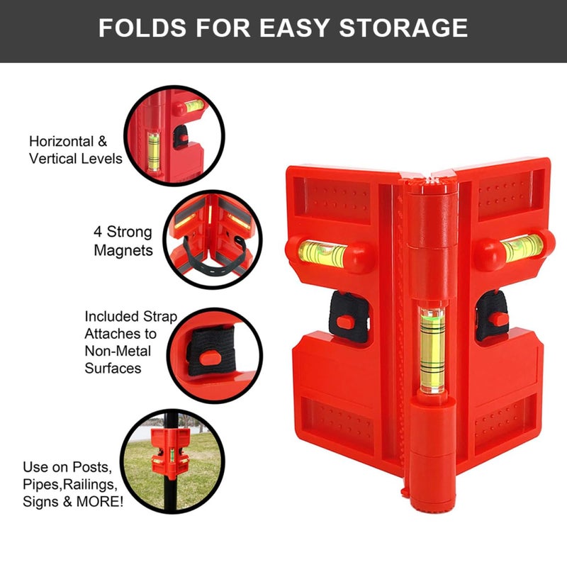 Magnetic Post Level Tool Foldable Horizontal Vertical Spirit Bubble Pocket Level 2PCS - Image 4