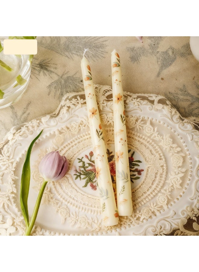 Print Taper Candles Set of 2,Handmade Drip Candle,10 Inch Long Tapered Candle Sticks for Wedding Gifts & Home Decor（Yellow) - Image 2