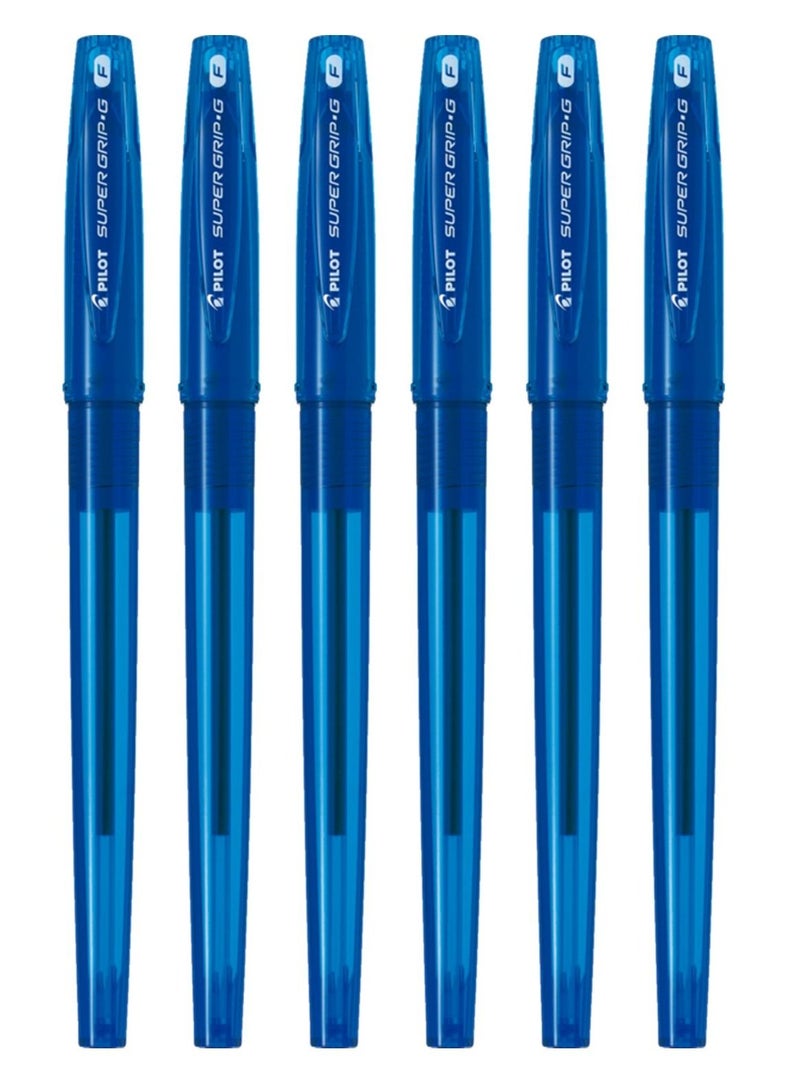 PILOT قلم حبر جاف سوبر جريب 6 قطع طرف رفيع حبر أزرق - Image 1