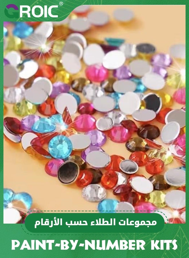 GROIC مجموعة ملصقات رسم ماسي لطيفة للأطفال، مجموعة فنون حرفية ماسية، مجموعات ملصقات رسم ماسي DIY، ملصقات فنية حورية البحر الكرتونية اللطيفة لصنع الخرز للأطفال - Image 5