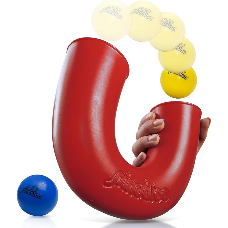 pindaloo Original  Skill Game with 2 balls- Gifts for Kids and adults Indoor & Outdoor Games, Ball Toys for, Teen, & Girls- Gift Ideas for Teens, Fun Stuff Party, Develops Motor & Juggling Skills - Red - Image 1