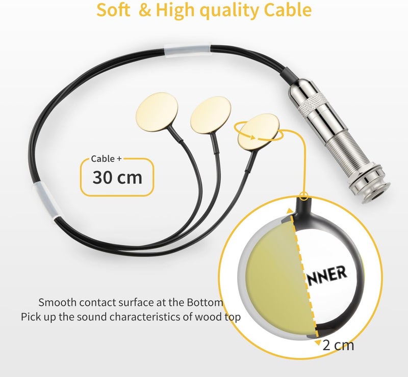 Donner Acoustic Guitar Pickup, Guitar Pickups Sound Seeker Pure Sound Transducer for Cello Banjo Ukulele Mandolin Guitar Microphone Pickup - Image 2