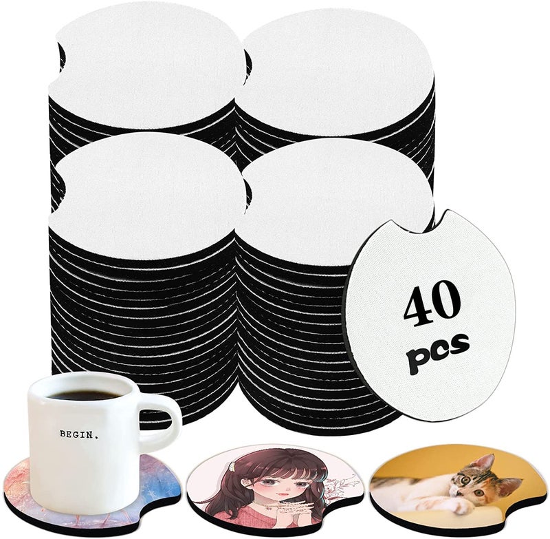 NEOACT 40 PCS Sublimation Blank Car Coasters, 2.75 in Circular Opening Blank Sublimation Coasters for Thermal Sublimation Heat Transfer DIY Crafts Painting,Car Coasters - Image 1