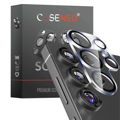 CASENED Camera Lens Protector Compatible With Samsung Galaxy S25 Ultra - 9H Tempered Glass Camera Cover Screen Protector Metal Individual Ring [Installation Tray][Case Friendly] (Clear) - Image 1