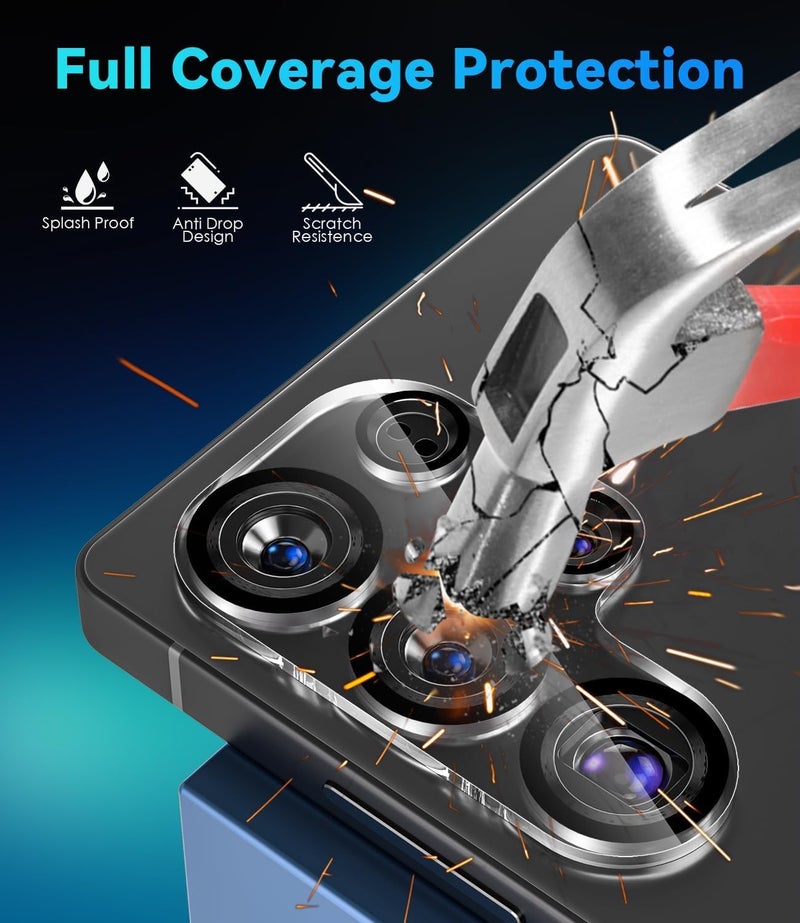 CASENED Camera Lens Protector Compatible With Samsung Galaxy S25 Ultra - 9H Tempered Glass Camera Cover Screen Protector Metal Individual Ring [Installation Tray][Case Friendly] (Clear) - Image 3