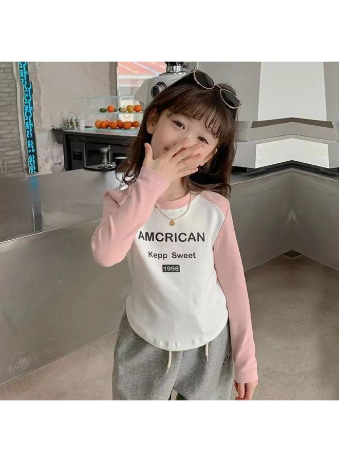 100% Cotton Girls' Base Layer Shirt New Style Spring/autumn Clothing Children's Long Sleeve Stylish T-shirt Kids' Baby Top