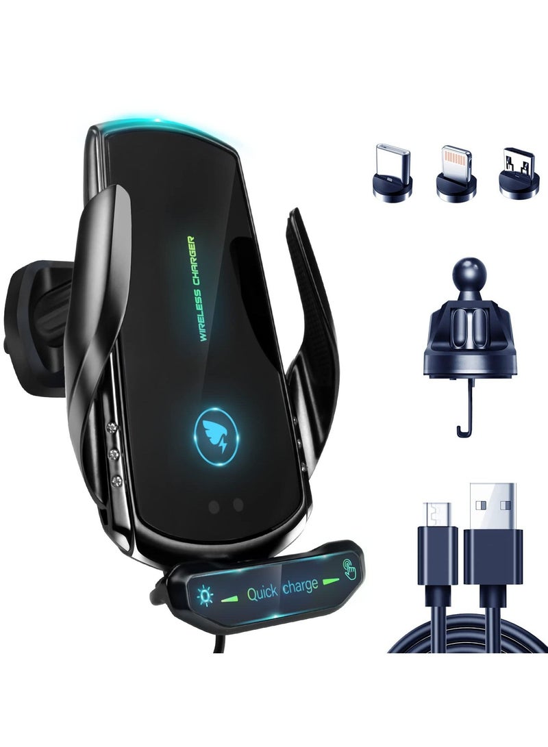 Y&D Wireless Car Charger for All Smartphones, 15W Fast Charging Auto Clamping Phone Mount Holder，Auto Air Vent Black - Image 1