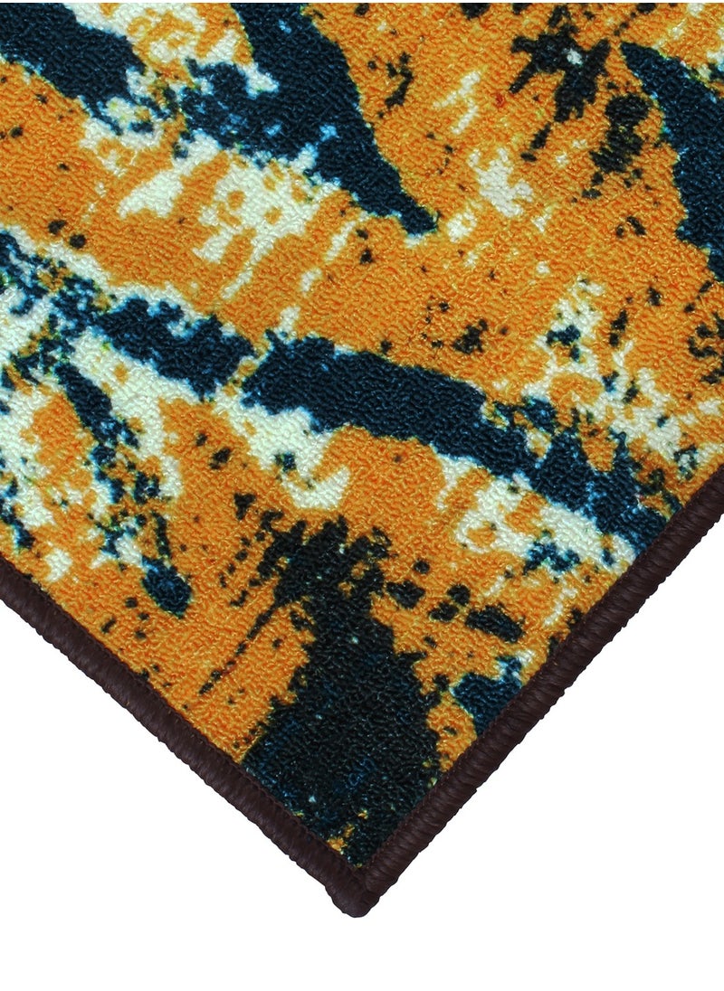 Story@Home - Story@Home Carpet For Living Room Anti-Slip Washable Rugs For Living Room, Boho Rug, Abstract Print (Blue And Yellow, 90 X 150 Cm) - Image 1