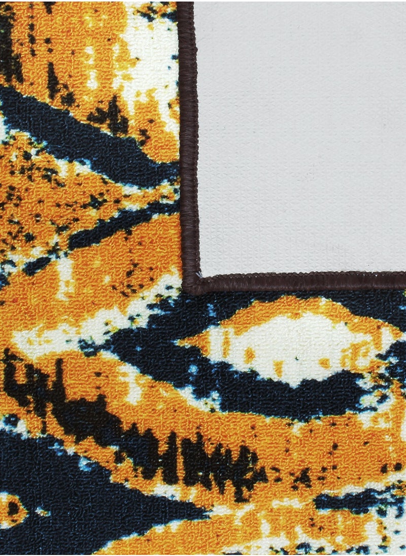 Story@Home - Story@Home Carpet For Living Room Anti-Slip Washable Rugs For Living Room, Boho Rug, Abstract Print (Blue And Yellow, 90 X 150 Cm) - Image 1