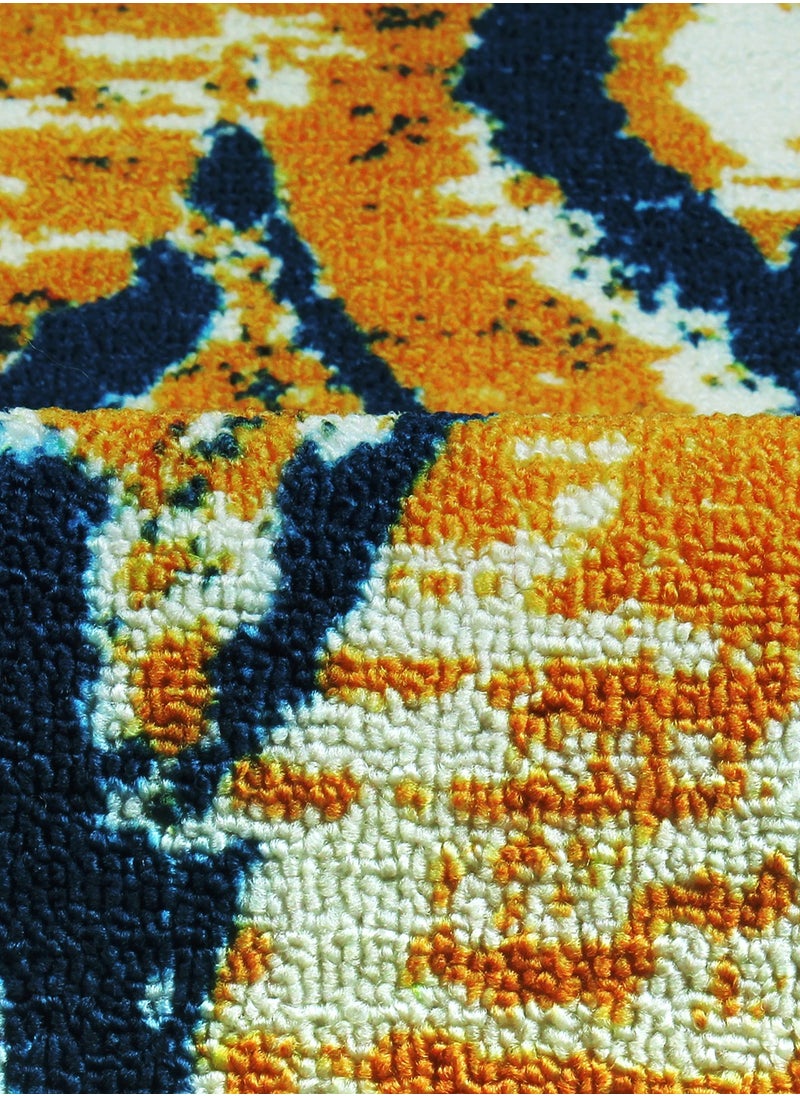 Story@Home - Story@Home Carpet For Living Room Anti-Slip Washable Rugs For Living Room, Boho Rug, Abstract Print (Blue And Yellow, 90 X 150 Cm) - Image 1