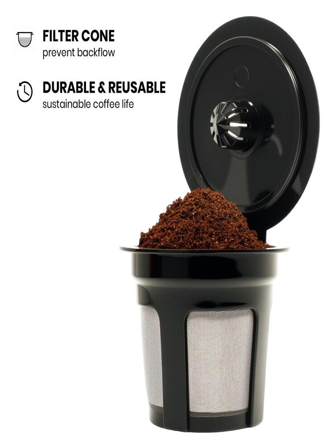 Roogaluckeep Reusable K Cup for Keurig, Black BPA Free Refillable K-Cup Pod Coffee Filters, Universal Fit Refillable Filters for Keurig 1.0 and 2.0 Coffee Maker (Black- 4 Park) - Image 5
