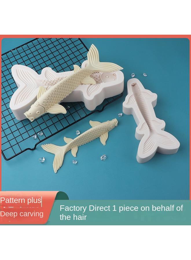 Bluejw Pattern Pasta Pastry Silicone Mold Three-dimensional Koi Fish Flower Cake Steamed Bread Mold Birthday Cake Decoration Fish Mold  - Image 2