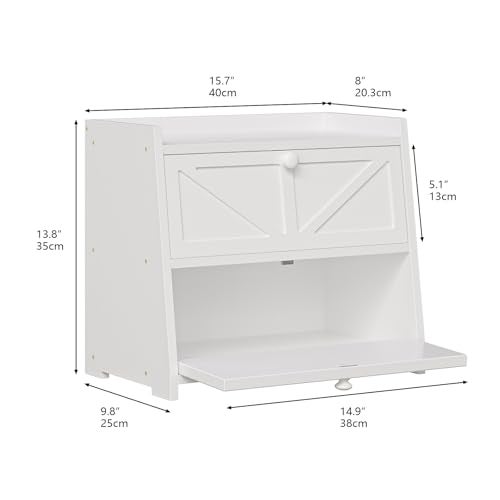Trironsun Vintage Double Layer Bread Box for Kitchen Counter Bamboo Bread Storage Container Large Capacity Bread Storage Bin (White) - Image 5