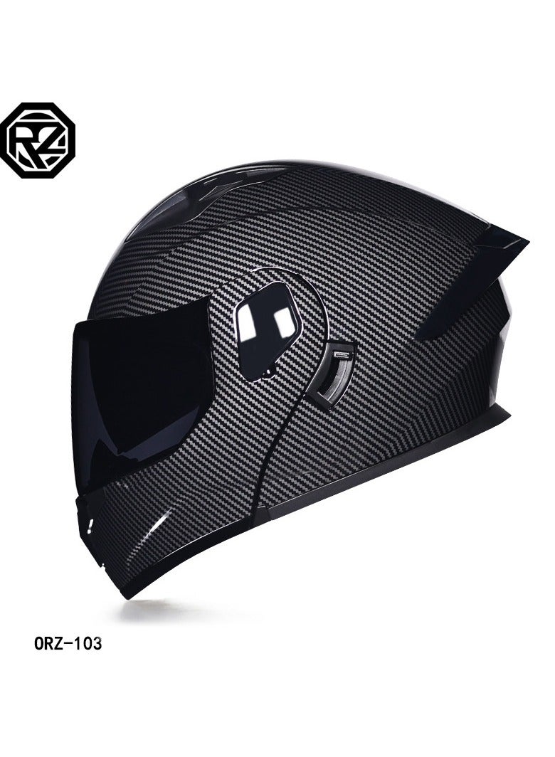 ORZ New Double Mirror Helmet Semi Full Cover Four Seasons Motorcycle Helmet 