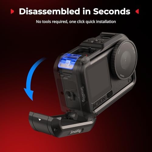 SmallRig Cage for DJI Osmo Action 6 (Advanced Edition), Aluminum Alloy Camera Cage with Cold Shoe, Wrist Strap, Lens Cover, Protective Frame with 1/4"-20 Locating Holes, Action 6 Accessories - 5887 - Image 3