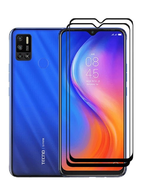 2 Pieces Tempered Glass Screen Protector 5D Designed For Tecno Spark 6 Air Full Glue Edge to Edge Full Screen Coverage And Bubble Free