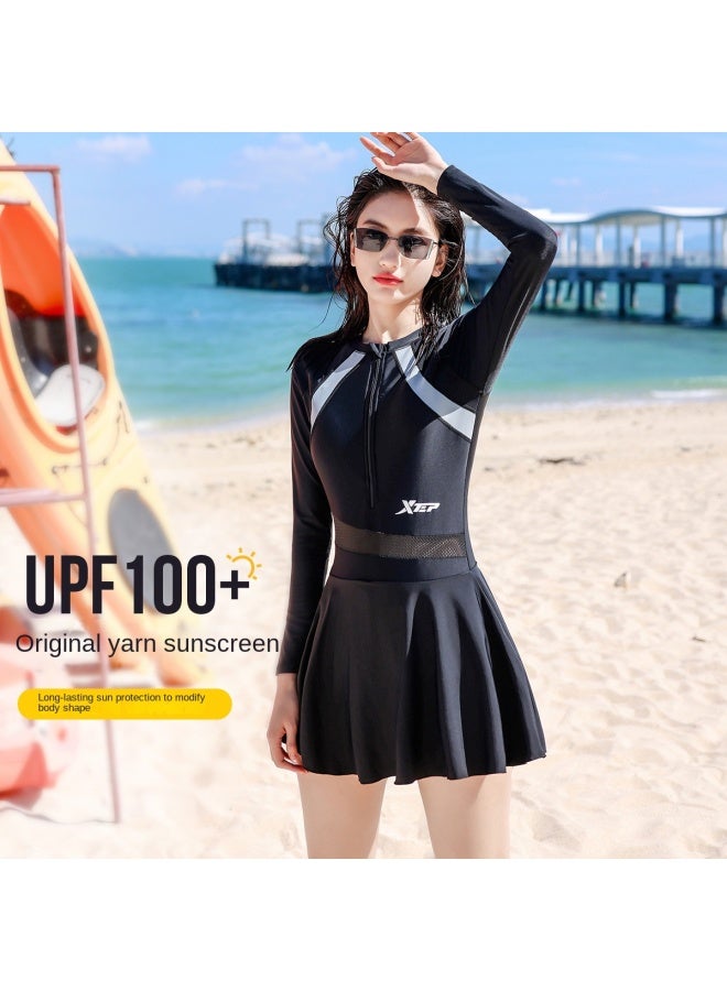 إكستيب بدلة السباحة المحافظة ذات القطعة الواحدة للنساء، تنحيف، تحكم في منطقة البطن، مقاس كبير، حماية من الشمس، بدلة سباحة عصرية لعطلة الشاطئ - Image 3