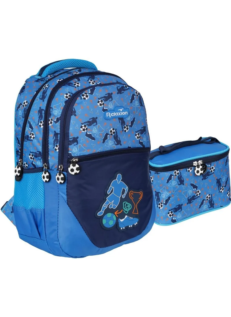 ريلاكسن Boy's Nutrition Waterproof 4 Compartment School Backpack RLX1350BLUEFOOTBALL