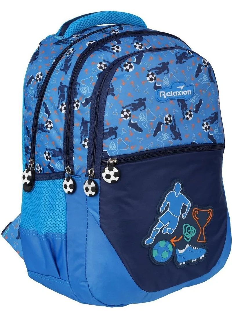 ريلاكسن Boy's Nutrition Waterproof 4 Compartment School Backpack RLX1350BLUEFOOTBALL