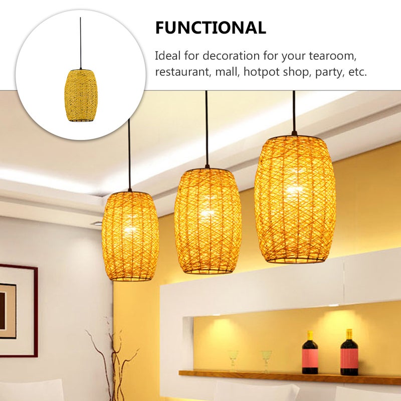 2pcs Weaving Light Rustic Rattan Woven Ceiling without Bulb - Image 5