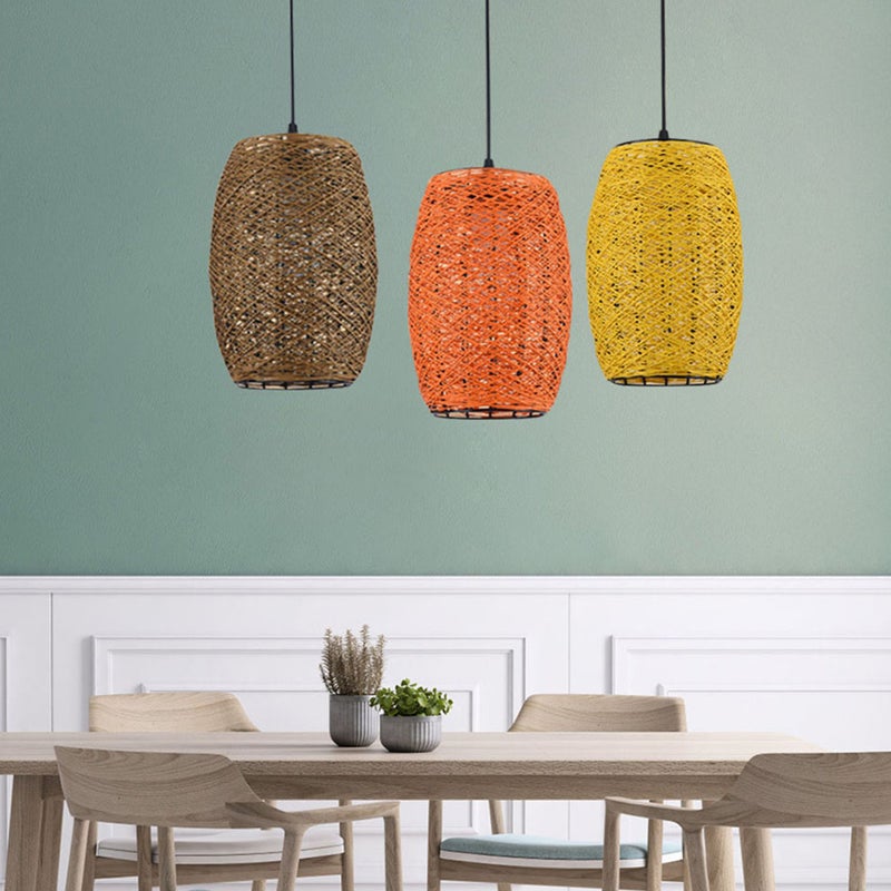2pcs Weaving Light Rustic Rattan Woven Ceiling without Bulb - Image 2