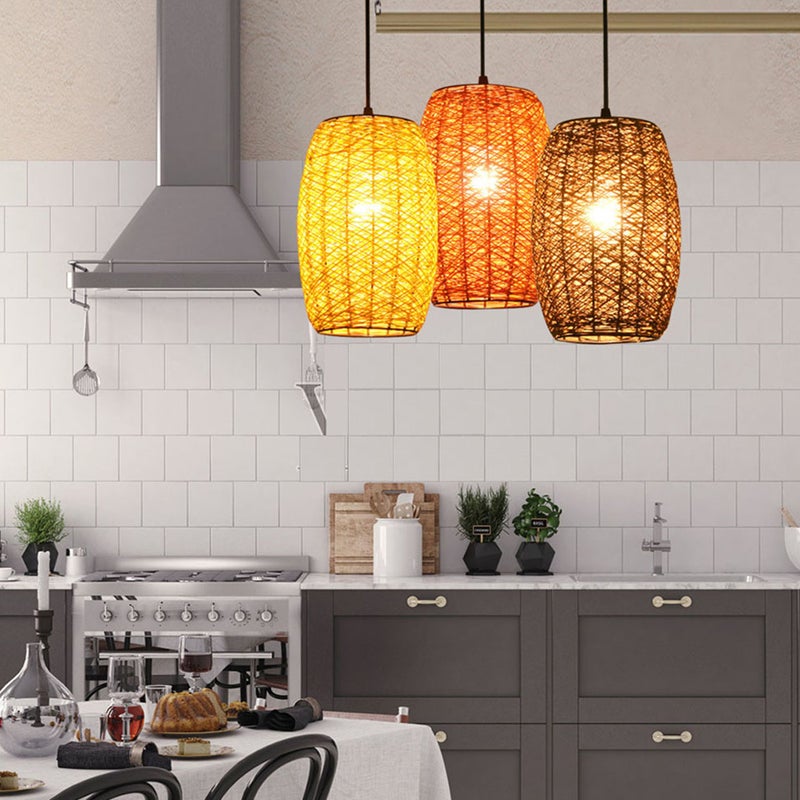 2pcs Weaving Light Rustic Rattan Woven Ceiling without Bulb - Image 3