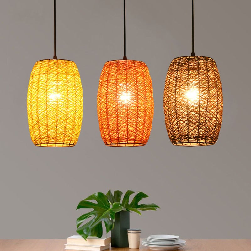 2pcs Weaving Light Rustic Rattan Woven Ceiling without Bulb - Image 4