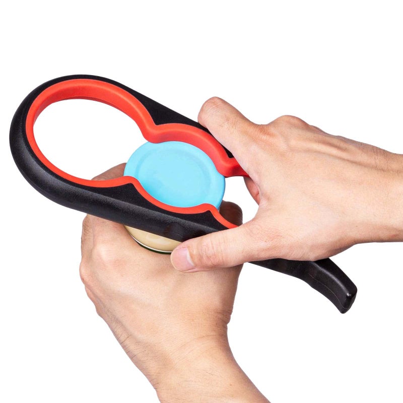 Bloss Jar Opener Bottle Opener Jar Gripper for Weak Hands Seniors With Arthritis and Children 4 in 1 MultiFunction Non Slip Colorful Can Opener Tool Get Lids Off Easily Black Red