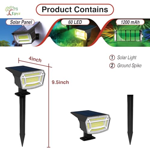 Epyz Abs Plastic Solar Spot Light Outdoor Garden Waterproof 29LED Color Changing RGB Lights for Yard 7 Lighting Modes Multicolor Solar Spotlights for Pathway Garden Outside [ Pack of 1 ] - Image 5