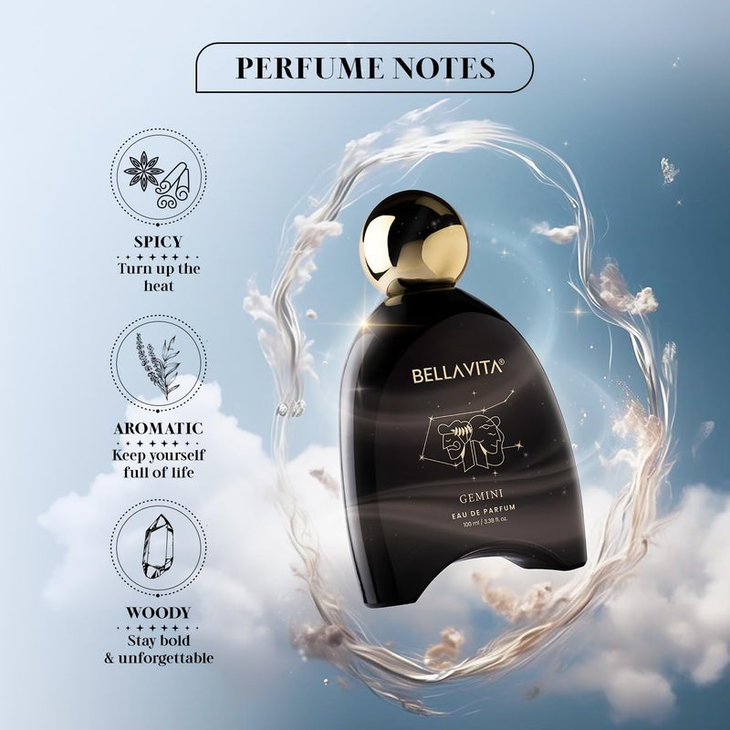 BELLAVITA BELLAVITA Zodiac Collection Gemini Long Lasting Perfume for Man and Woman EDP 100ml Incense Lavender and Leather Spicy Woody Premium Unisex Fragrance for Men and Women  - Image 3