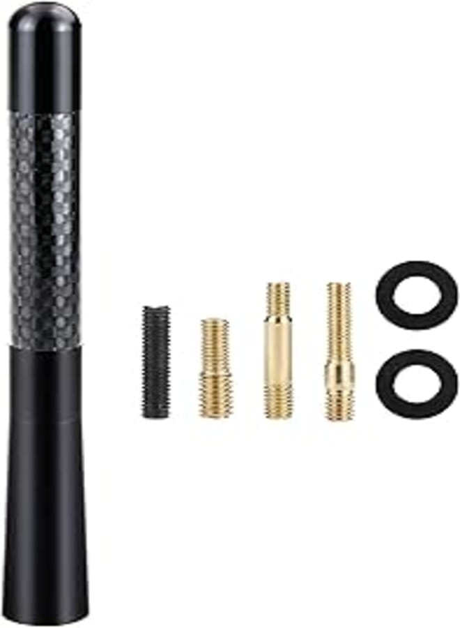 Tecreddy Universal Car Antenna Mast Carbon Fiber Truck Vehicle Replacement Short Antenna 4.7 inch Compatible with Ford, Dodge, Jeep, Toyota, Nissan, Mazda