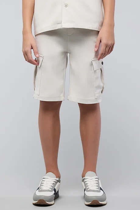 R&B Solid Cargo Shorts with Drawstring Waist