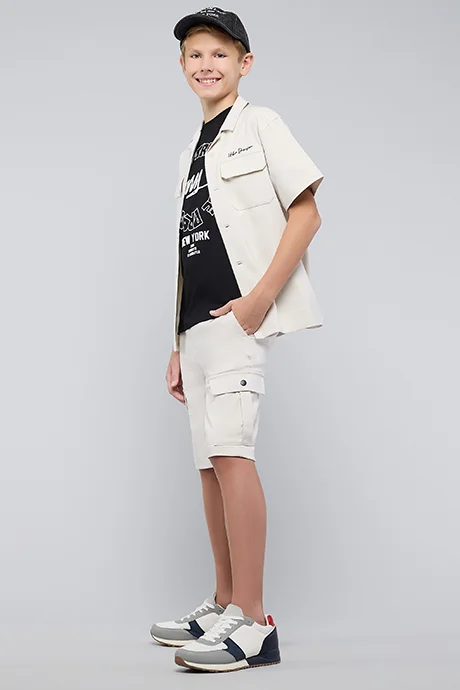 R&B Solid Cargo Shorts with Drawstring Waist