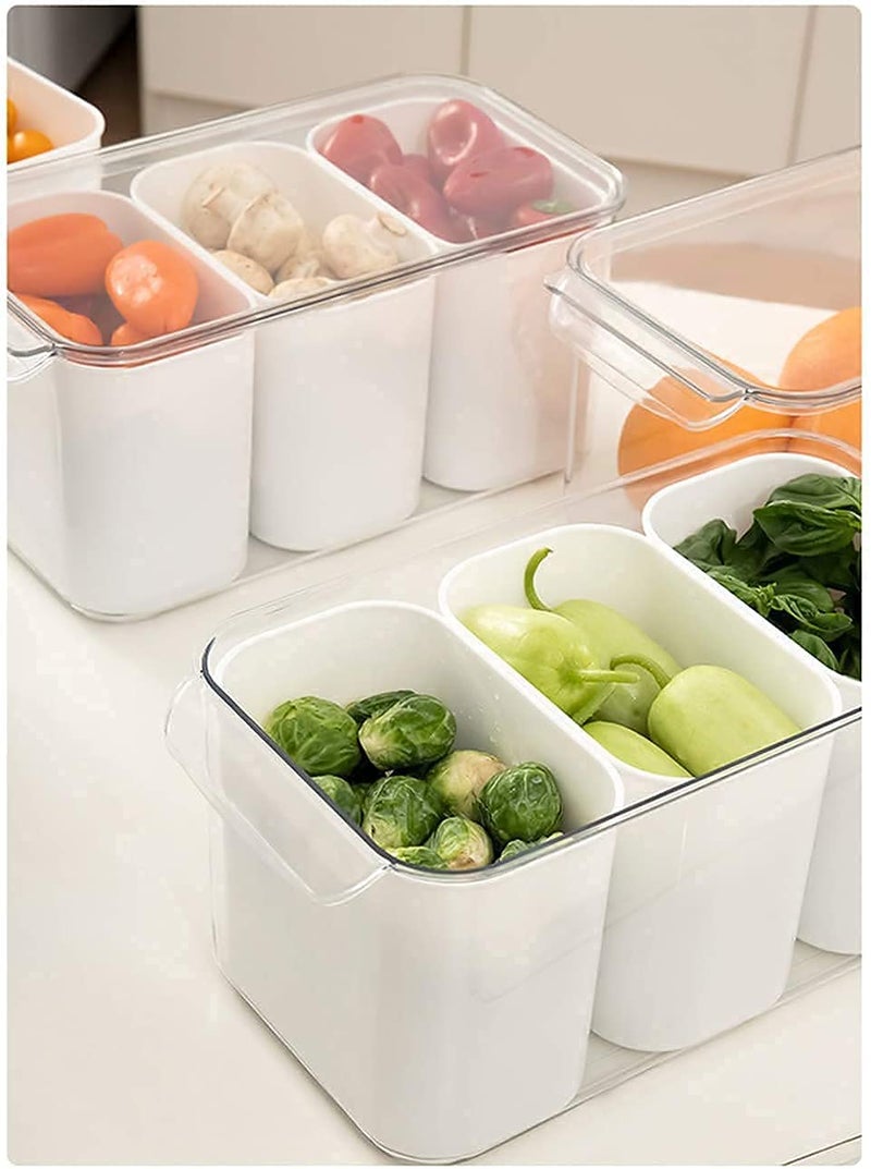 INKULTURE Stackable Vegetable And Fruit Fridge Storage Organiser Container With 3 Grid, 5.5L | Pack Of 01(Acrylic), Transparent - Image 4
