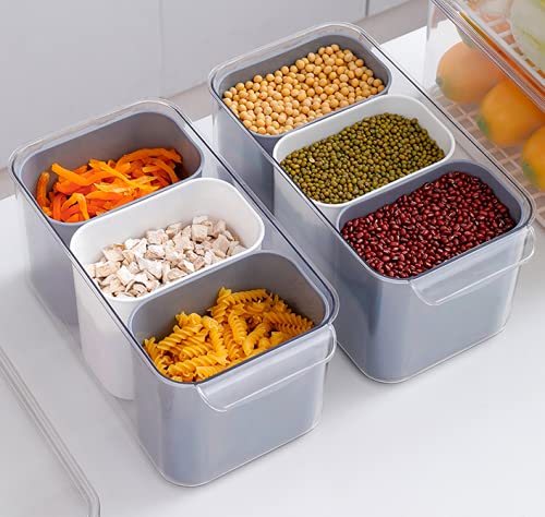 INKULTURE Stackable Vegetable And Fruit Fridge Storage Organiser Container With 3 Grid, 5.5L | Pack Of 01(Acrylic), Transparent - Image 5