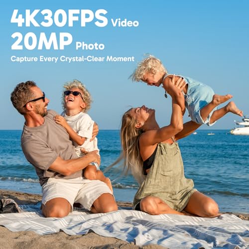 Akaso كاميرا أكاسو براف 4 الرياضية 4K 30fps فيديو عالي الدقة 20MP صورة EIS واي فاي 2 بطاريات مقاومة للماء مجموعة كاميرا تحت الماء لرحلات الغوص والدراجات النارية والدراجات الهوائية وإكسسوارات الخوذة - Image 3