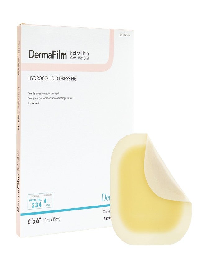DermaRite's DermaFilm Thin, Hydrocolloid Wound Dressing - with Border and Conformable Film Backing, Promotes Healing - 6 in. x 6 in., 1 Count, 5 Packs, 5 Total - Image 1