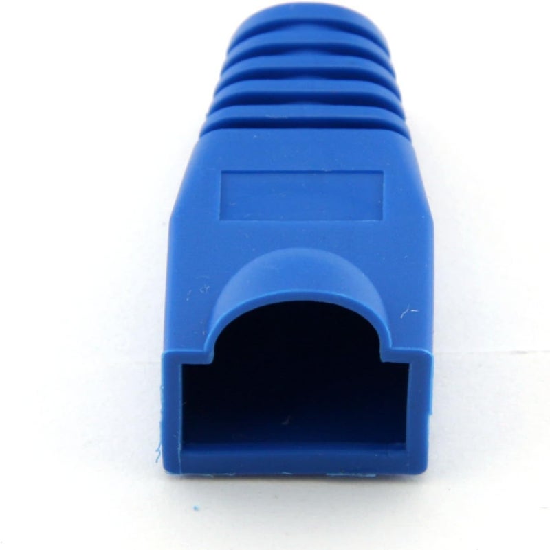 Inditrust موصلات RJ45 Cat6 تمرير، عبوة 50 مع أغطية تخفيف الضغط، لكابلات الإيثرنت، شفاف - Image 3