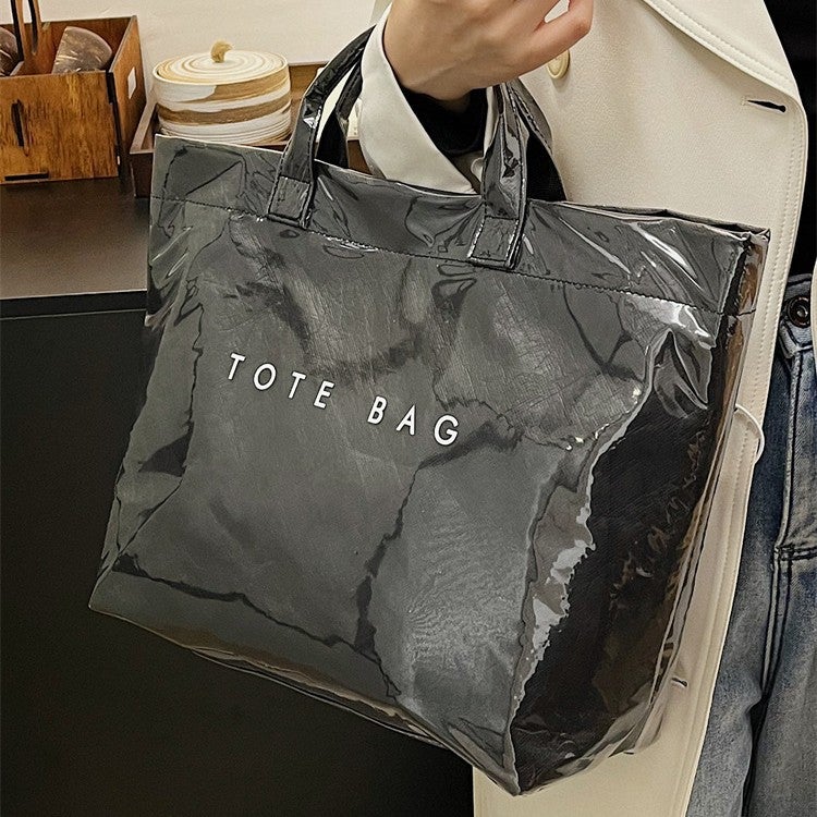 Tote Bag Vintage Dupont Letter Casual All-Match Handbag Minimalist Transparent Simple Commuting Large Capacity Bag For Women - Image 4