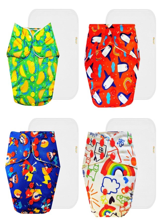 Dumbledo Premium Cloth Diaper with Cotton Insert (Pack of 4) | Soft & Gentle | Leakproof | Travel Friendly | Ideal for Toddlers | 3 Months - 3 Years | Unisex Baby - Image 1