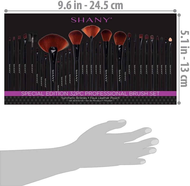 SHANY Makeup Brushes Premium Synthetic Foundation Powder Concealers Eye Shadows Cosmetics Brush Set with Faux Leather Pouch and Instruction sheet, 32 Count - Image 4
