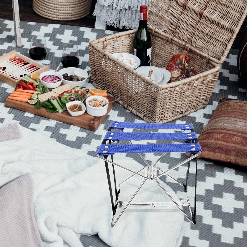 Lightweight Portable Folding Stool Compact Chair For Outdoor Hiking Fishing Travel Blue - Image 3