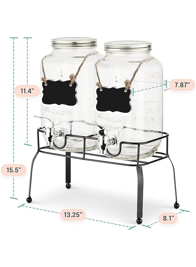 Xboat Glass Drink Dispenser for Parties - Set of 2-1 Gallon Halloween Drink Dispenser with Stand, Glass Water Dispenser Countertop for Weddings, Sun Tea Jar, Lemonade & Laundry Detergent Dispenser - Image 2