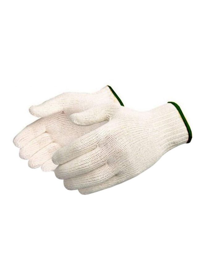 NIBEMINENT Pair Of 10 Knitted Cotton Work Gloves White Free Size 