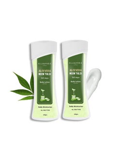 Glamveda Hydrating Aloevera & Neem Body Lotion | Nourishes Skin | Even Skin Tone | All Skin Types | Pack Of 2  - Image 1