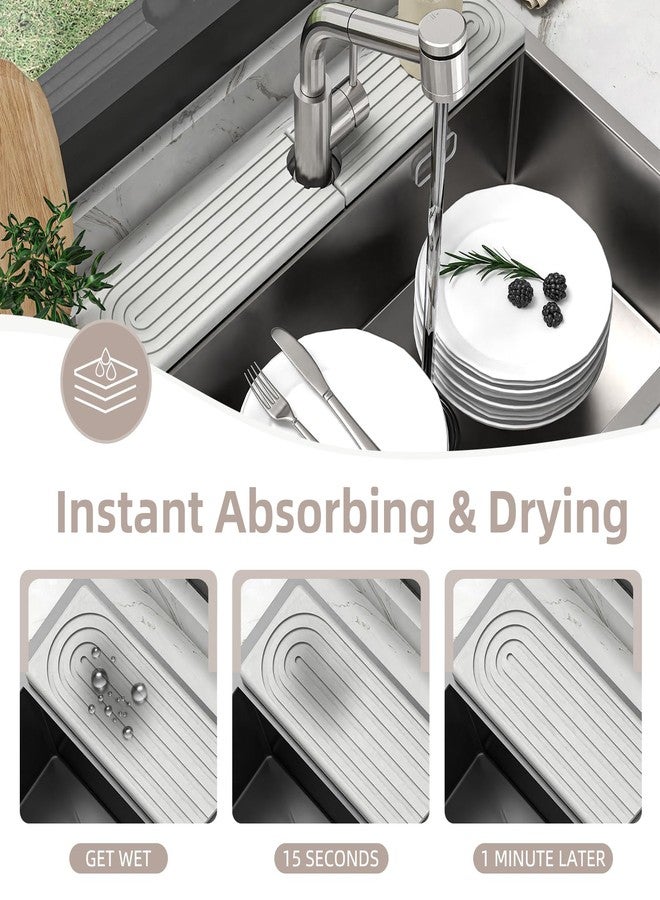 AKUVU Faucet Mat for Kitchen Sink - Super Absorbent Diatomite Fast Drying Stone, Quick Drying Splash Guard,Prevents Moisture Buildup Sink, Durable Protector for Kitchen,Bathroom Counter - Image 3