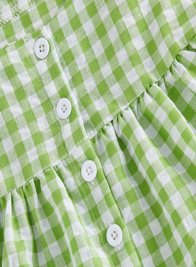 Yoawdats Toddler Baby Girl Summer Clothes Ruffle Sleeveless Shirts Tank Tops Infant Girl Cute Bloomers Shorts Set Outfits (Green ruffle, 6-12 Months) - Image 3